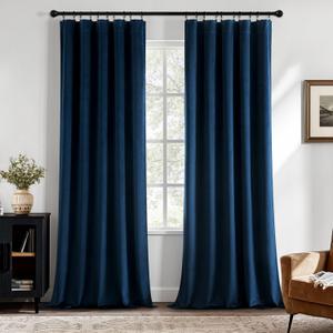 MIULEE Navy Blue Velvet Curtains 84 Inch Long Luxury Super Soft Thermal Insulated Blackout Curtains Room Darkening Drapes Rod Pocket Design for Bedroom Living Room Set of 2 Panels, W40 x L84 Inch