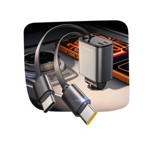 ISEN Retractable Car Charger USB C [Upgraded Dual Type C] 75W Fast 4 in 1 Car Charger for iPhone 17, Gifts for Him Her Men Women, Car Accessories for Galaxy S25 S26 Phone 17 Pro Max 16 15