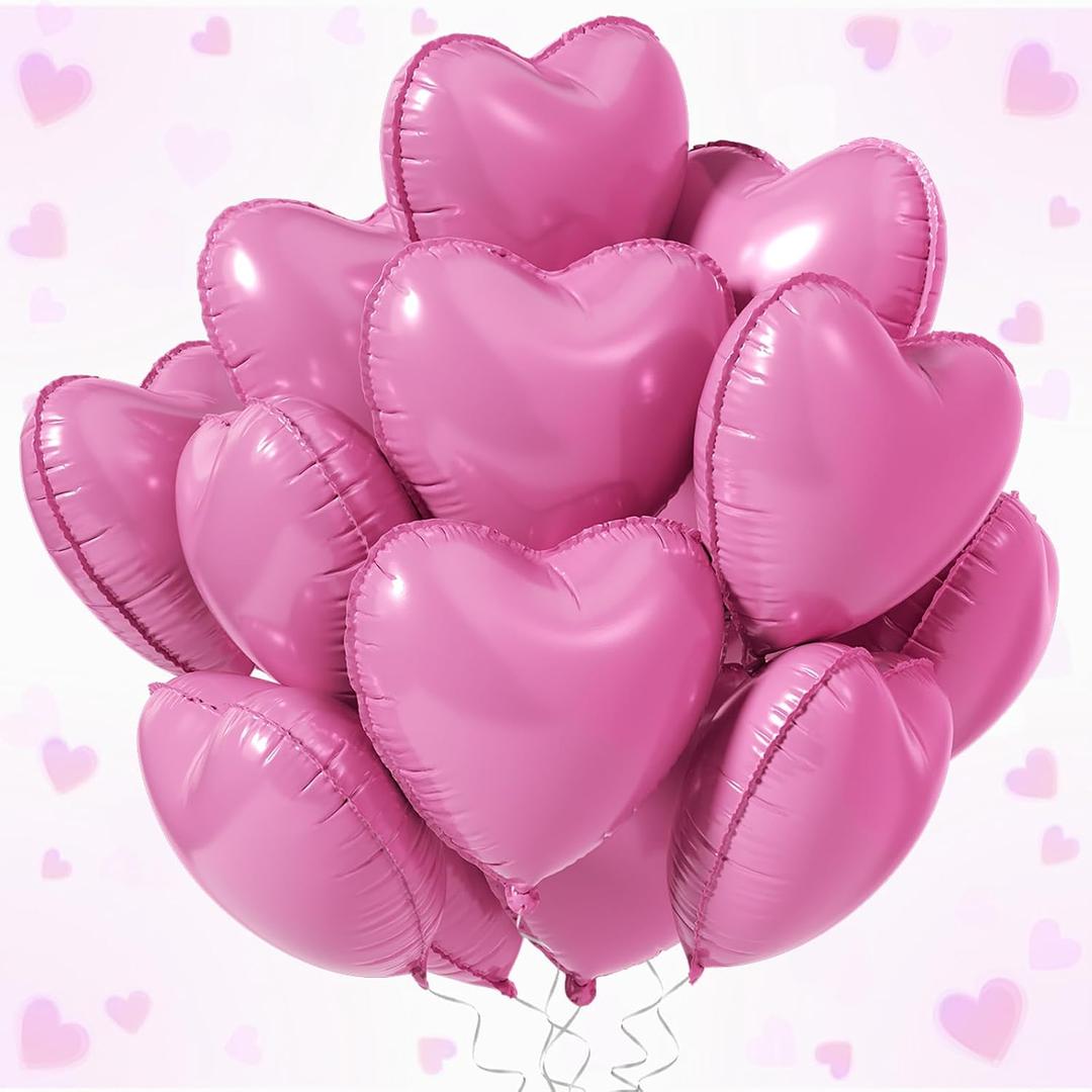 2 x Wedding Decorations, 25 Pink Heart Foil Balloons, 18 Inch, Love Wedding Decor, Heart Balloons, Foil Balloon Hearts for Wedding Balloons, Birthday & Graduation Party 2026