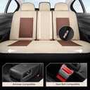 Coverado Car Seat Covers Full Set, Beige Brown Car Seat Covers, Luxury Diamond Leather Car Seat Cover with Carbon Fiber Weave, Spill-Proof Seat Cushions, Automotive Seat Cover Universal Fit Most Cars