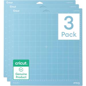 Cricut LightGrip Cutting Mats 12in x 12in, Reusable Cutting Mats for Crafts with Protective Film, Use with Printer Paper, Vellum, Light Cardstock & More for Explore & Maker (3 Count)