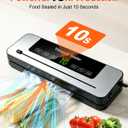 Vacuum Sealer Machine, 75KPa Strong Suction Dry Moist Mode Automatic Food Sealer with Digital Timer, Built-in Cutter, Compact Food Saver Machine White, Comes with 50 Vacuum Bags