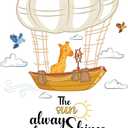 Cute Hot Air Balloon Wall Decal The Sun Always Shines Inspirational Quote with Cute Giraffe Flying Size: 21 Inch X 30 Inch