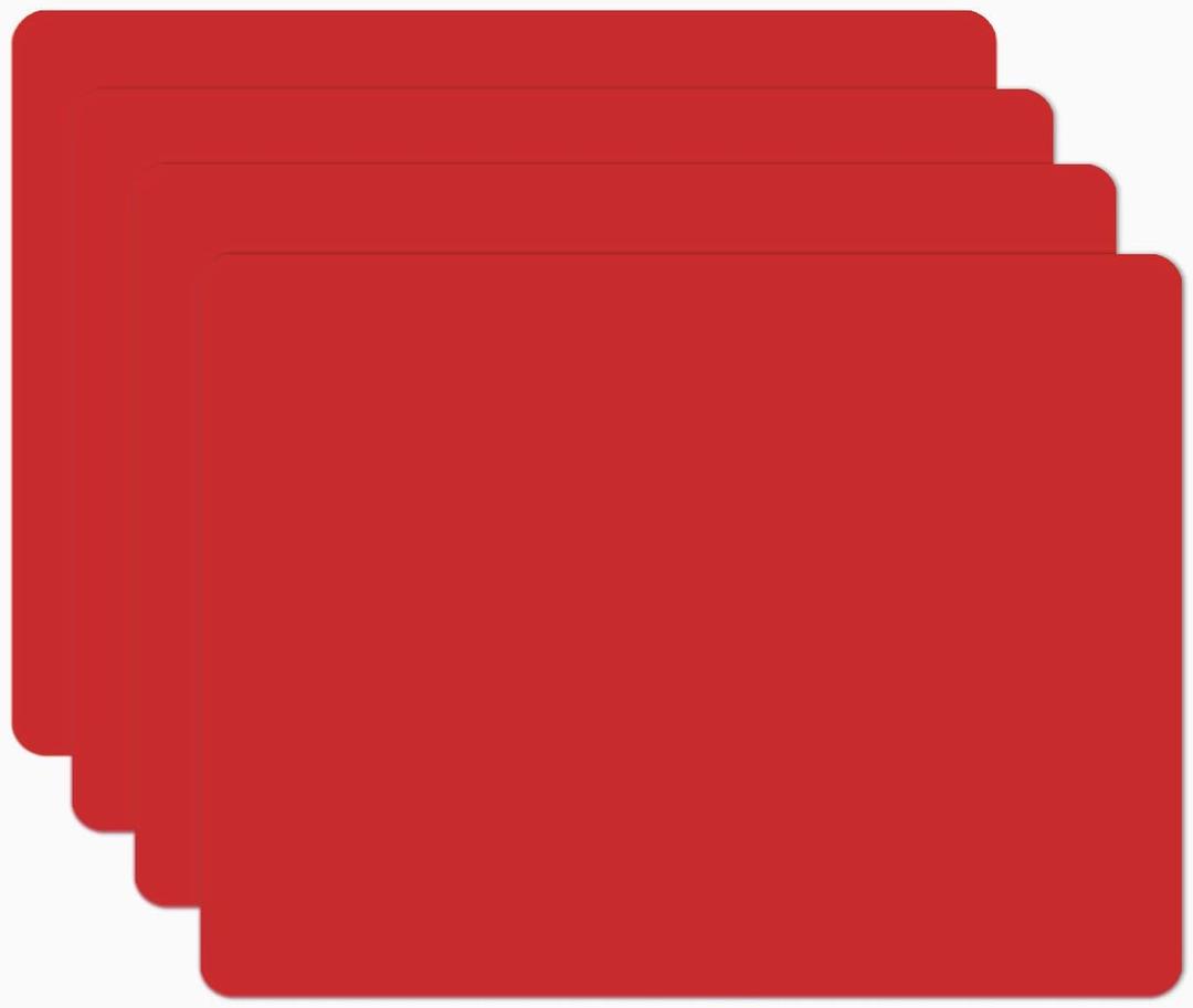 Silicone Placemats, Food-Grade Non-Slip Waterproof, Dining, Stain Resistant, Countertop Protector, Kitchen Counter Mat, Heat Resistant, Baking mat Dishwasher Safe (15.7x11.8Inch-4pack, Red)
