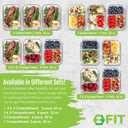 FIT Strong & Healthy Glass Meal Prep Containers, 1 & 2 & 3 Compartments Adult Bento Box, Beige Food Storage Containers with Lids, Leak-Proof, Oven & Freezer Safe, 35 oz, 3 Pack Lunch Box