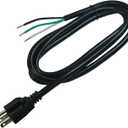 14 AWG Replacement AC Power Cord with Open End -3 Prong 6 Ft Black Heavy Duty Extension Cable Pigtail, 14/3 SJTW, NEMA 5-15P,15A, 1875W 125VAC