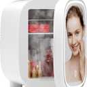 DF01A Skincare Fridge, With 3-Level Dimmable LED Light Mirror, Low Noise 4L Makeup Fridge for Skincare, Cooler & Warmer, Portable Design for Multiple Uses - Bedroom, Office, and Car