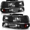 AUTOSAVER88 Headlight Assembly Compatible with 1999-2002 Chevy Silverado 1500 2500/2001-2002 Chevy Silverado 1500HD 2500HD 3500/2000-2006 Tahoe Suburban 1500 2500 Headlamp with Bumper Lights (OE - Black/Amber/Clear)
