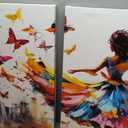 3pcs Ballet Girls Canvas Wall Art Elegant Ballet Dancer Wall Decor Pictures Abstract Butterfly Posters Prints Paintings for Girls Bedroom Dance Room Living Home Room Decoration Ready To Hang