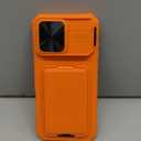 SSLOTSCASE for iPhone 17 Pro Max Case with Card Holder & Camera Stand & Kickstand & Slide Camera Lens Cover & Wallet, Military-Grade Heavy Duty Phone Case Cover for iPhone 17 Pro Max 6.9'', Orange