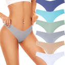 Seamless Underwear Women Pack No Show Thongs For Women Ladies Sexy Panties Underwear Breathable Comfortable 6 Packs
M