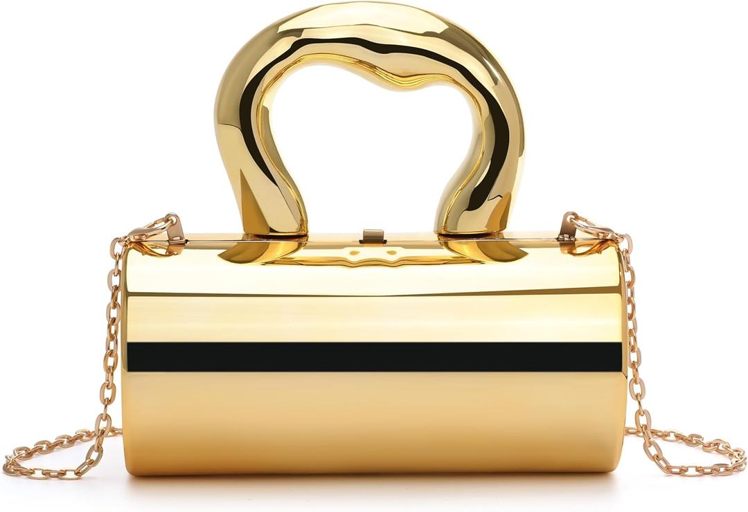 Acrylic Clutch Bag, Acrylic Purse for Women with Removable Strap and Lift-Up Lock, Gold Clutch Purses for Women