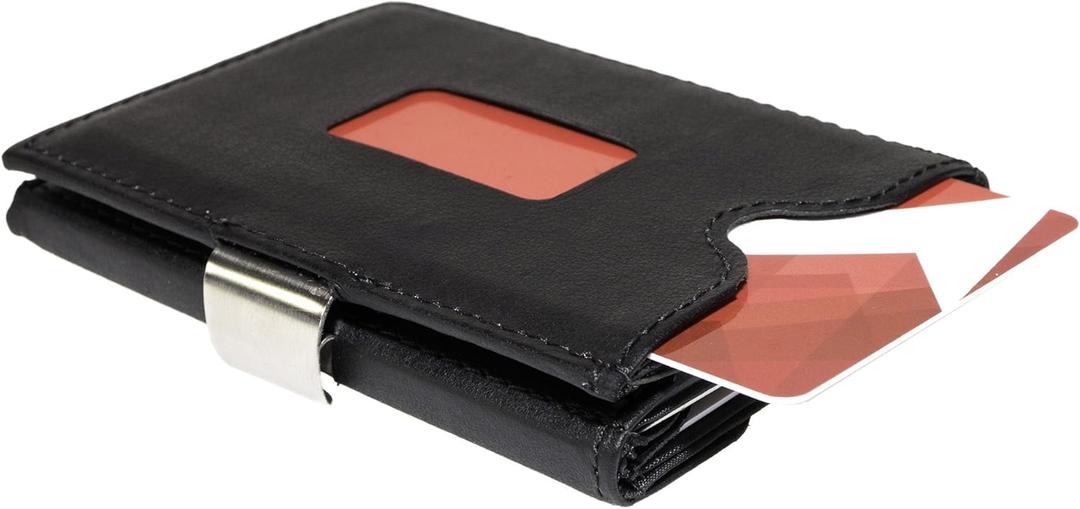 The Ultimate Front Pocket Compact Minimalist Wallet - Black Leather - Card Holder, One-Size