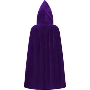 Kids Hooded Velvet Cloak Robe Halloween Cosutme Cape Fancy Cosplay Costumes 3 to 16 Years (Purple)