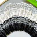10 Yards Lace Ruffle Trim Vintage Pleated Net Lace Edge Gathered Mesh Trim Ribbon Fabric Embroidered Sewing Ribbon Edging Trimming for Wedding Bridal Dress Cake Card DIY Decor(Black+White)