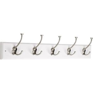 Liberty Hardware 129848 Wall Mounted Coat Rack with 5 Decorative Hooks, 27-Inch, Satin Nickel and White Liberty Hardware 129848 Wall Mounted Coat Rack with 5 Decorative Hooks, 27-Inch, Satin Nickel and White
