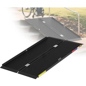 4FT Portable Wheelchair Ramp with Quick-Lock, Black Seamless Non-Slip Aluminum Folding Handicap Ramp,Threshold Ramp for Doorways, Wheel Chair Ramp for Home Steps, Loading Dock Plates (4FT(Using height 4-12''))
