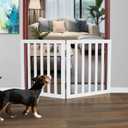 ZJSF Freestanding Indoor Dog Gate for House Foldable Wood White Puppy Gate for Doorways Pet Gate for Stairs Extra Wide Pet Fence 24" Height 2 Panels