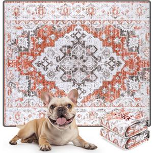 LOOBANI Reusable Pee Pads for Dogs with Pheromones, 2 Pack Super Absorbent Washable Puppy Pee Pads, Waterproof Non-Slip Whelping Pad for Floor Playpen Crate Couch-36 x48 (Red-Orange)