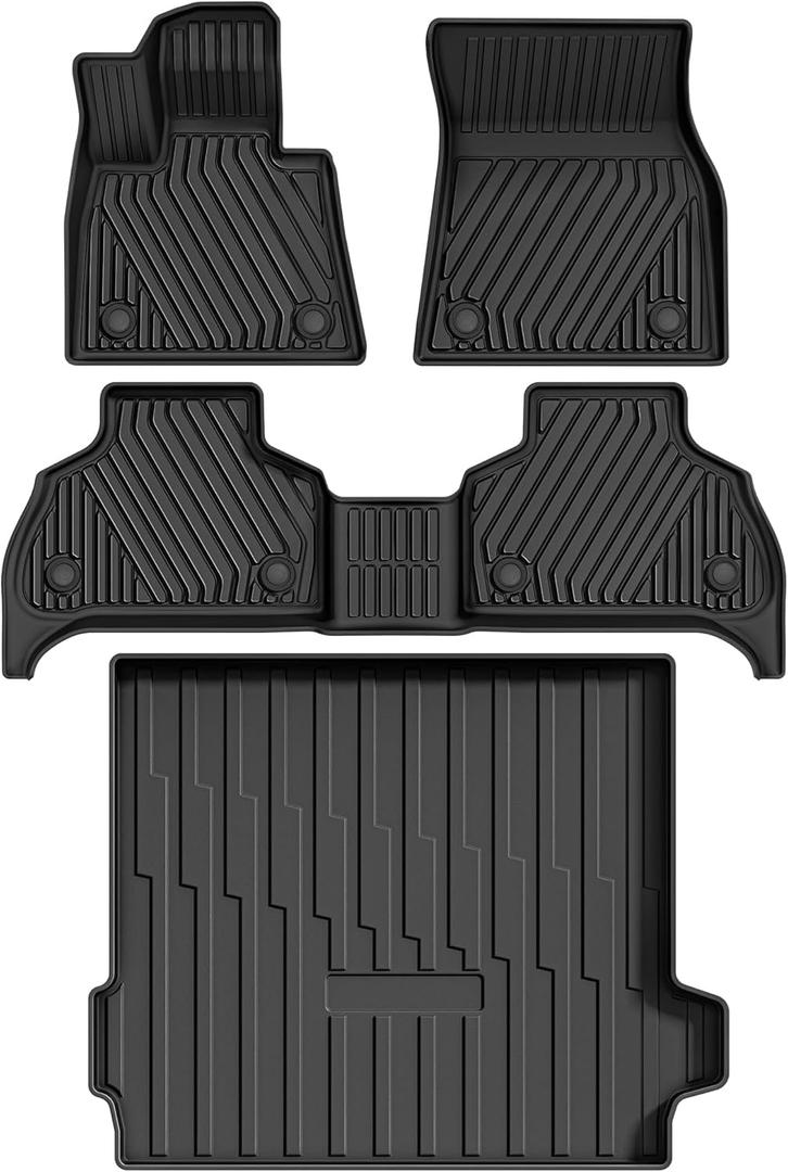 AUTOSAVER88 Floor Mats & Cargo Liner Fit for BMW X5 2025 2024-2019 (Only for 5 Passenger), Custom Fit TPE All Weather Floor Liners and Trunk Mat, 1st & 2nd Row Mat Car Mats Set Accessories, Black
