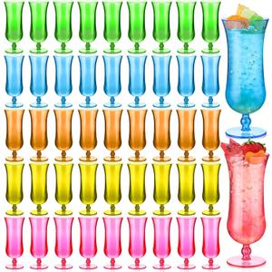 Rtteri 40 Pcs Hurricane Glasses 15 oz Plastic Luau Tumblers Frozen Cocktail Tumblers Colorful Hurricane Cups for Outdoors Tropical Hawaiian Summer Holiday Party Drinking, 5 Colors