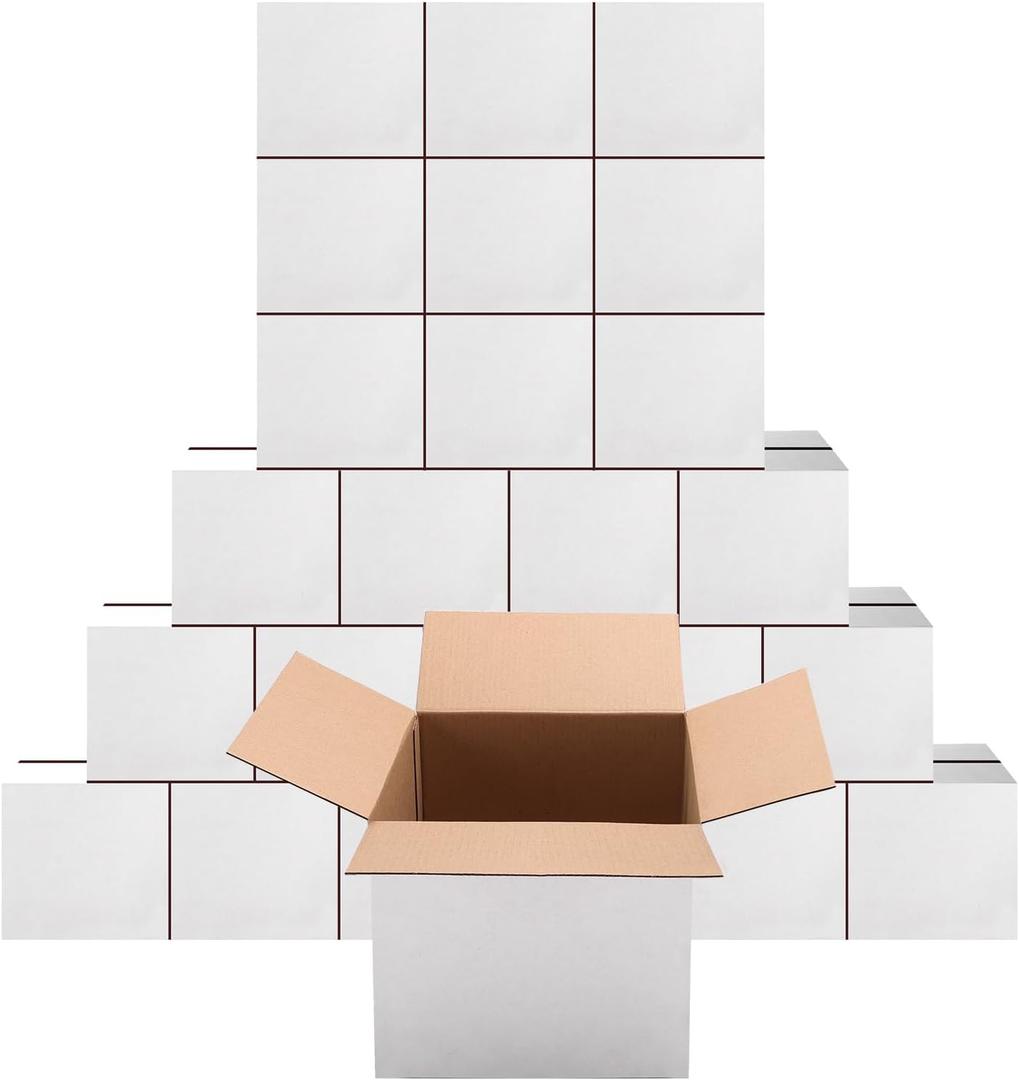 PETAFLOP 7x7x7 Shipping Boxes Set of 25, Small White Cardboard Mailer Box for Packing, Mailing, Business,DIY