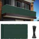 Balcony Privacy Fence Screen 3' x 50' Mesh Windscreen Fencing Shield Cover Included Cable Ties for Deck Apartment Porch Backyard Patio Outdoor, Green