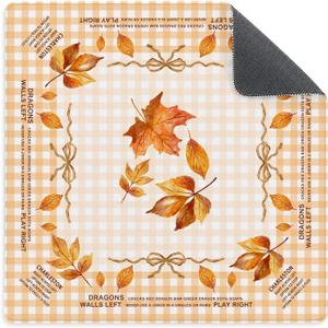 Orange Fall Leaves American Mahjong Mat 31.5x31.5 Inch, Striped Non-Slip and Noise Reduction Mah Jong Table Mat Cover Gifts for Mahjong Lovers Poker Board Games Dominoes