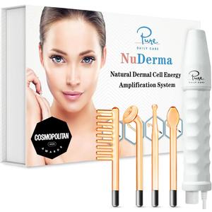 Pure Daily Care NuDerma Handheld Skin Therapy Wand Machine w/Neon – Anti Aging Skin Tightening Wrinkle Reducing Dark Circles – Clarifying Hair & Scalp Stimulator