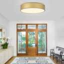 Modern Gold Flush Mount Ceiling Light Fixture,Contemporary 3-Light Round Ceiling Lights with White Acrylic Shade for Hallway,Foyer,Entryway,Closet, Bedroom,Kitchen(15.8")