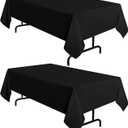 Sancua 2 Pack Black Tablecloth 60 x 120 Inch, Rectangle 8 Feet Table Cloth - Stain and Wrinkle Resistant Washable Polyester Table Cover for Dining Table, Buffet Parties and Camping (2 Pack 60x120 Inch Tablecloth)