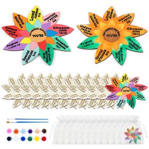 BruinBang Sunday School Christian Craft for Kids, VBS God Says You are Sunflower Craft Kit, Religious Bible Wooden Painting DIY Sunflower Gifts with Bag for Sunday School Church Home Activity Supplies