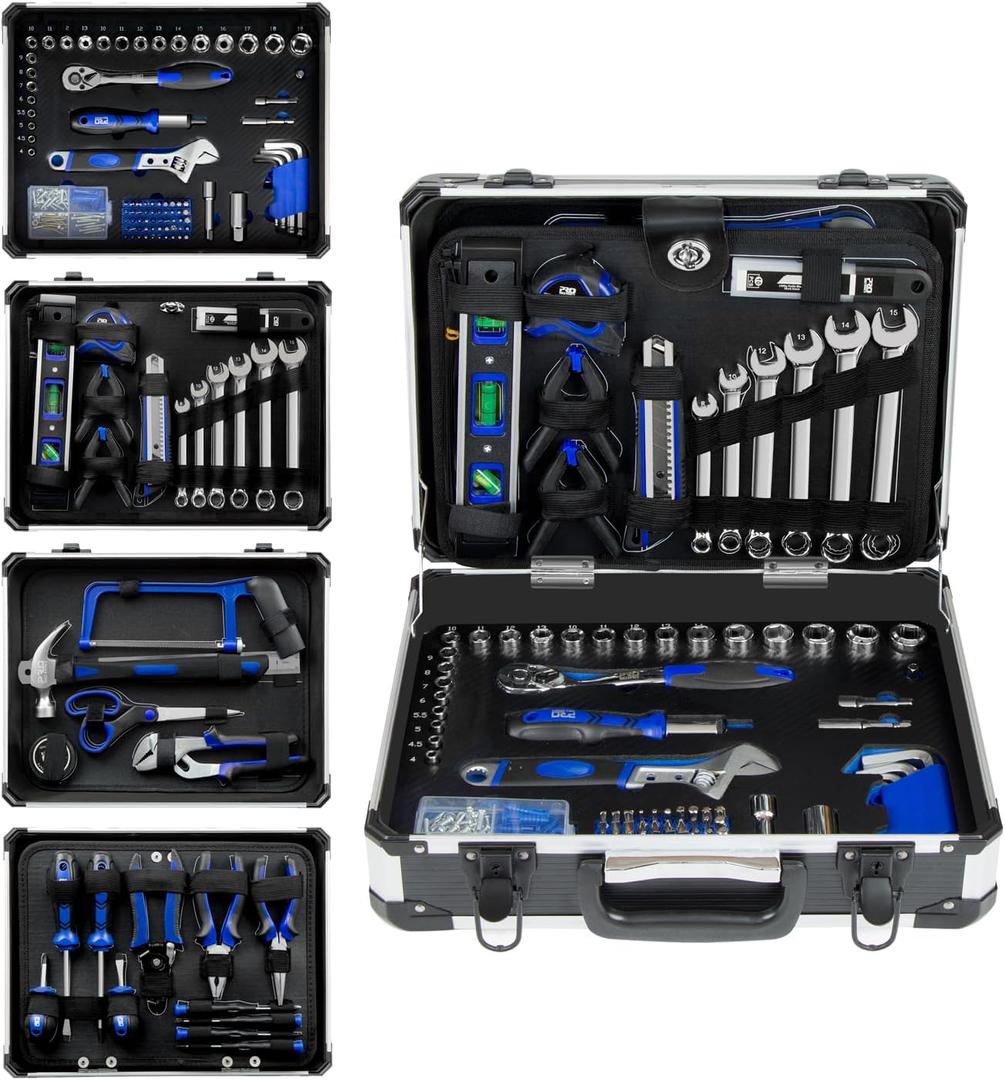 Prostormer Home Tool Kit, 259-Piece Household Hand Tool Set with Heavy Duty Aluminium Tool Box, Basic Toolkit for Home, RV, Car, Workshop and More
