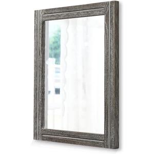 AAZZKANG Mirrors for Wall with Wooden Frame Rustic Wall Mirror Rectangular Decorative for Bedroom Bathroom Living Room Entryway Hanging (16"L x 12"W, Dark Gray)