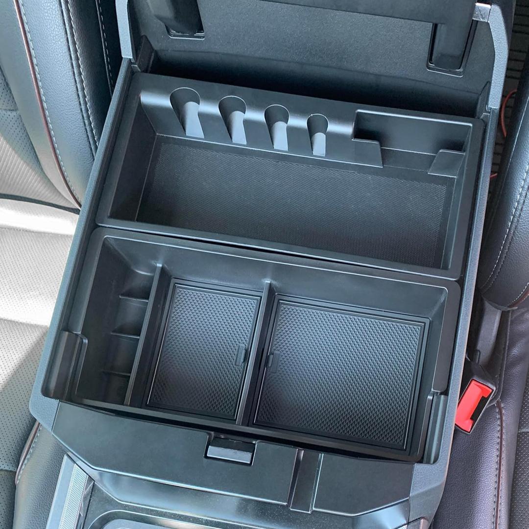 PIMCAR Center Console Organizer for 2023 2024 2025 Ford F250 F350 F450 F550 Super Duty | Custom Fit Insert Compatible with Factory Tray (Fits Bucket Seats) - One Tray (Half-size Tray)