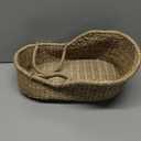 Doll Bassinet Handwoven Seagrass Moses Basket Portable Doll Carrier Natural Wicker Bassinet for Plush Bears, Shower Gift Decor, Photo Prop, Diaper Caddy