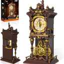 Vintage Swing Clock Building Blocks Set, Real Working Moving Pendulum & Rotating Dial, Mechanical Building Blocks Toys, Gift for Adults Teens Girls Boys 12+, Retro Steampunk Home Decor