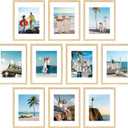decorUhome 11x14 Picture Frame Set of 10, Display Photos 8x10 with Mat or 11x14 Unmatted for Picture Frames Collage Wall Decor, Natural