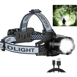 Headlamp Rechargeable, 99000 LM Super Bright LED Head Lamp with 3 Modes, 90 Adjustable Head Lights for Forehead, 20+Hrs Runtime & IPX6 Waterproof HeadLamps for Camping Running