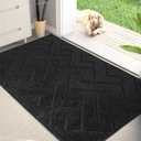 PURRUGS Dirt Trapping Door Mat 32" x 47", Non-Slip Machine Washable Entry Rug, Dog Doormat, Indoor Front Door Mat, Super Absorbent Entryway Rug for Muddy Shoes & Paws, Black