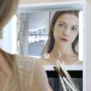 Jewelry Cabinet Standing Mirror with Drawers Wheels Full Length Mirror Jewelry Storage with Touch Screen Vanity Mirror Rotatable Jewelry Armoire Organizer with Lock White Christmas Gift for Women