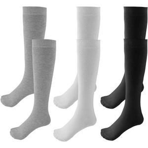 3 Pairs School Uniform Cotton Knee High Socks Athletic Sports Soccer Socks Tube Sock for Girls and Boys