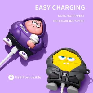 HooYiiok Cute Cartoon Character AirPods Pro 2 Case, Anti-Fall Soft Silicone 3D Case with Keychain (Yellow)