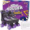 Nattork Roller Skates for Kids Boys Girls, 4 Size Adjustable Rollerskates with Light Up Wheels for Children Beginners for Outdoor Indoor (Large (3-6), Purple)