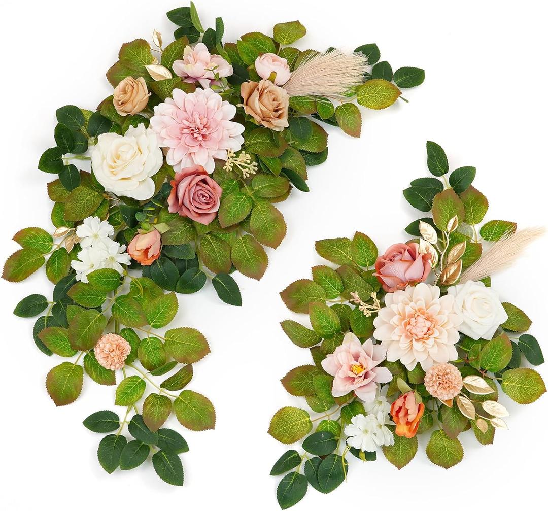 WEIERYUE(Pack of 2 Artificial Flowers Decorations, Wedding Flowers, Wedding, Banquet, Party, Reception Entrance Welcome Sign and Background DecorationChampagne