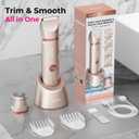 Bikini Trimmer for Women with Dual Head - IPX7 Waterproof & Painless Eletctric Razors for Public Hair - Eletric Shaver for Underarm Leg Body (Gold)