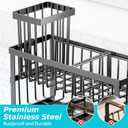 Sponge Holder for Kitchen Sink, 2 Tier Sink Caddy Organizer Countertop with Dish Brush Holder and 360 Drain Tray, Rustproof Stainless Steel Dish Soap Storage Rack Set for Accessories Grey (Gray)