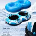 Snow Tube with Towable Leash, 68 Inch Snow Sleds for Kids and Adult2 Person Sled for Winter Sports, Snow Tubes for Sledding Heavy Duty, Inflatable Snow Sled with Double Layer Bottom Fabric