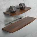 Floating Shelves for Concrete Wall: Solid Wood Shelf 15.75 and 23.6 inch with Heavy Duty Hidden Bracket for Display Books Plants Vinyl Ceramics Collectibles (Dark Brown)