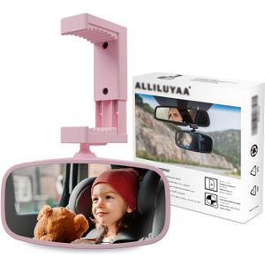 360-Degree Baby Car Mirror for Rear-Facing Seats,Kids Safety Mirrors with Tool-Free Installation,Kids Rear View Mirror BPA-Free Shatterproof & ASTM Certified (Adjustable 14"-22") (PINK)